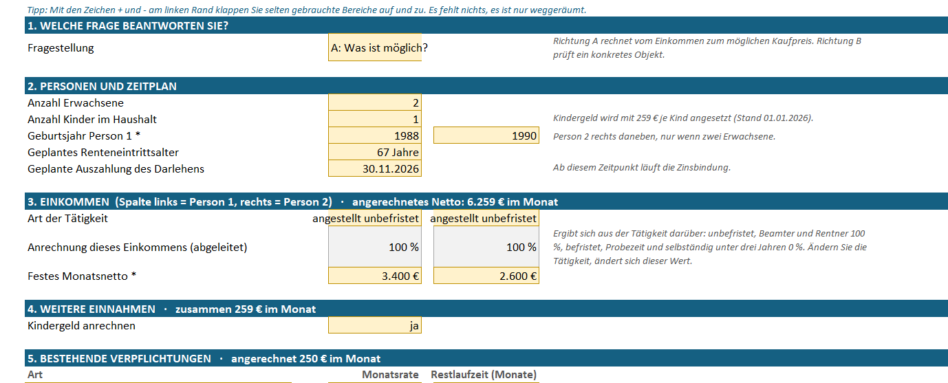 Machbarkeitsprüfung Immobiliendarlehen, Auszug 2 von 3 (Vorschau)